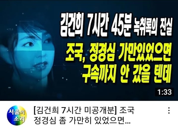 /서울의소리 유튜브 썸네일 갈무리